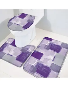 Bathroom Rugs Sets 3 Piece with Toilet Cover U Shaped Toilet Rug