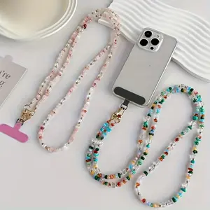 Marble phone hanger and crossbody strap - Multifunctional phone necklace with bead chain, key holder, smartphone stand ring (not compatible with phone cases) - A convenient accessory for smartphones and tablet devices (gender-neutral), Phone Lanyard