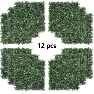 Segawe 12Pcs Artificial Boxwood Panels Hedge Plant Garden Fence Backyard Screen Wall Decor