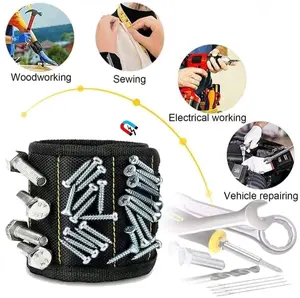 Magnetic Wristband, MultifunctionalWristband with 15pcs Magnets, WristbandTool for Woodworking, Home Repair, OutdoorCamping