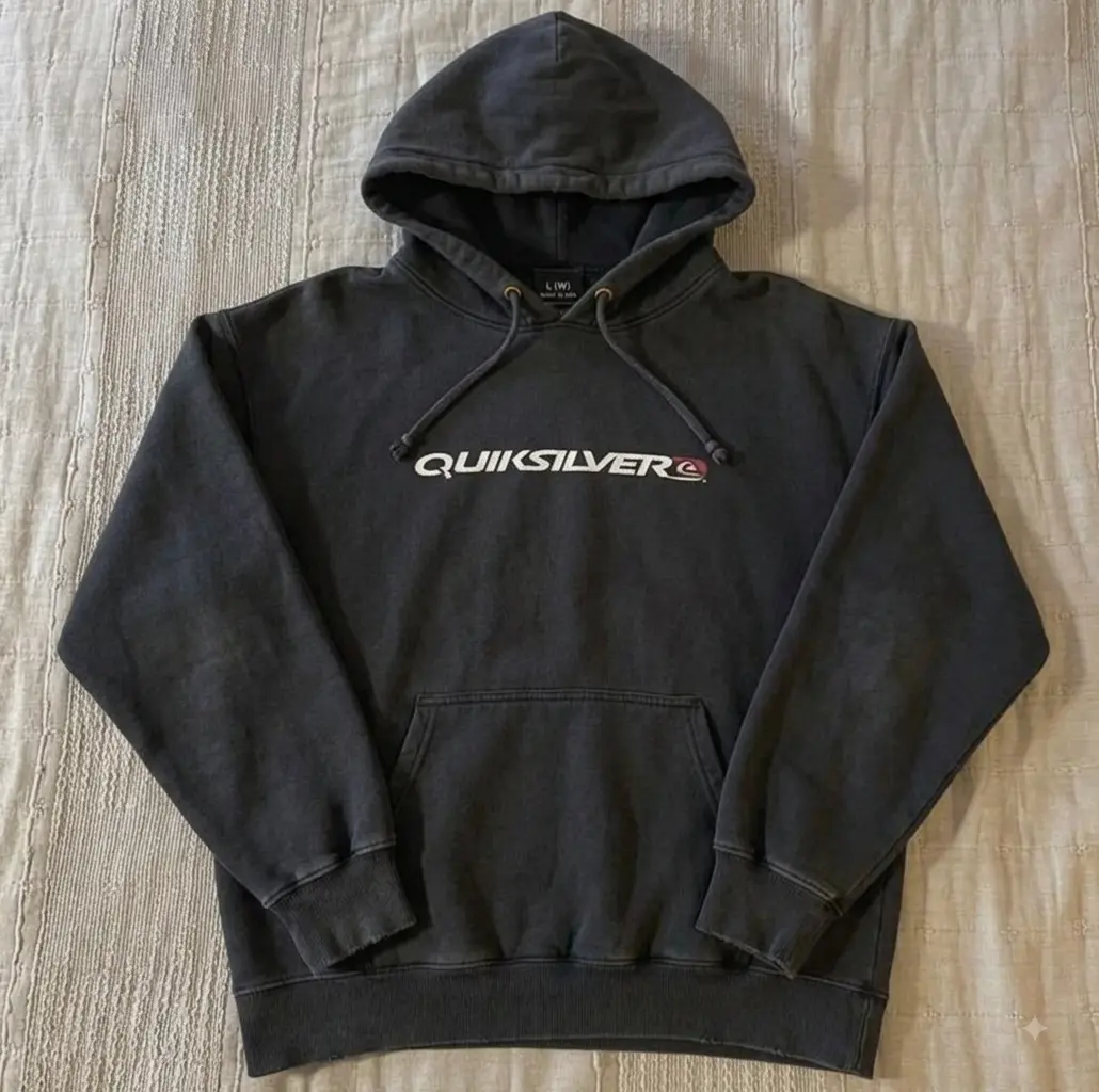 Vtg Quiksilver Skate Hoodie Grunge 90s Y2K - Fire, Style Clothes Menswear Womenswear Streetwear c68