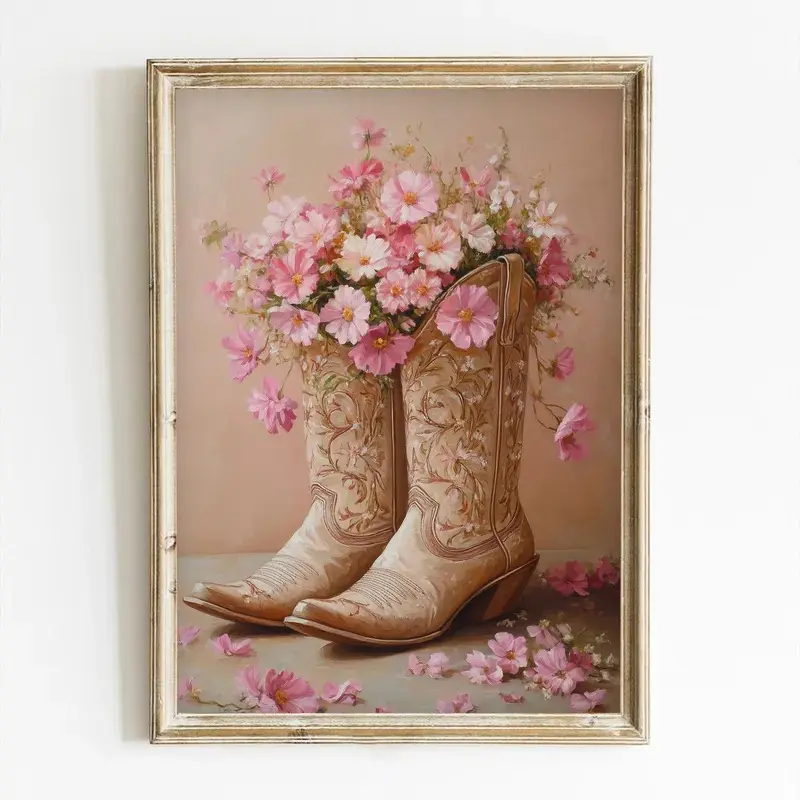 Cowgirl Boots Wall Decor, Coquette Poster, Dry Martini Print, Rodeo Poster, Preppy Western Wall Art, Cowgirl Boots, Gift for Girly Room Decor