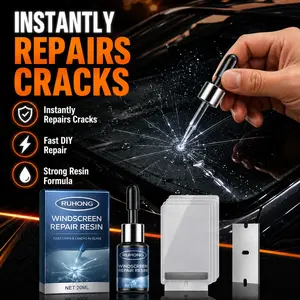 Windshield Crack Repair Kit Glass Liquid for Chips and Cracks Bulls Eye Star Shaped Damage Automotive Windscreen Fix Tool Gone Solution Easy DIY Quick
