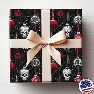 Gothic Christmas Wrapping Paper Roll Gothic Xmas Gift Wrap Roll, Skull Wrapping Paper Roll Skull Christmas Wrapping Paper Glossy