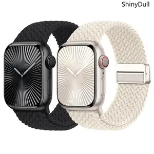 2Packs Woven Elastic Magnetic Apple Watch Band – Soft Nylon Sport Single Loop (38–49mm, Series & Ultra)