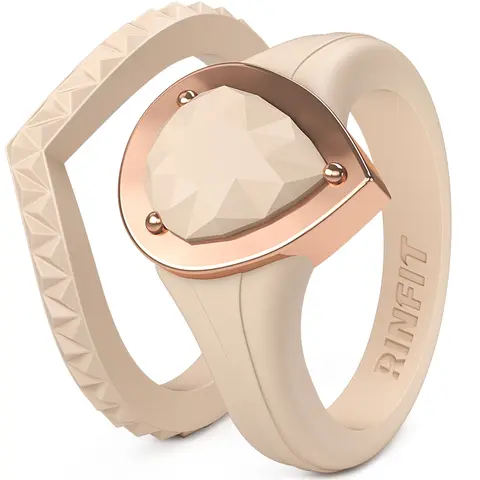 Rinfit Silicone Rings for Women with a Pear Metal Frame and a Slim Stackable Band, Silicone Wedding Band and Statement Ring for Her, Flexible for Work, Gym, Pregnancy, Travel and Everyday Wear, Patented Design