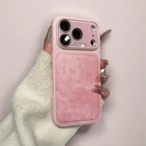 Denim Pattern Phone Case for IP17/16/15/14ProMax with 17-inch Large-View Lens Film for Enhanced Visibility and Stylish Design