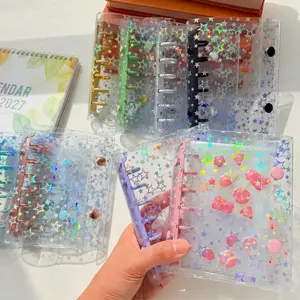 M5 Colorful Star-Shaped Loose-Leaf Notebook, Transparent Sticker Book, Photo Storage Bag, Diary Journal, Office Supplies