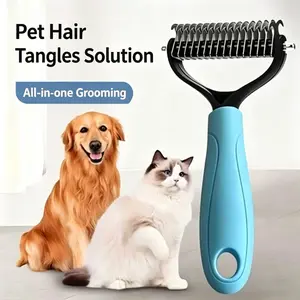 Dog Comb Knife Pet Hair Remover Brush Stainless Steel Dog Cat Grooming Comb Anti Knot Tangle Remover Pet Hair Shedding Tool Dog Hair Knot Cleaning Massage Brush Long Haired Short Haired Dog Cat Deshedding Comb Pet Grooming Supplies removal
