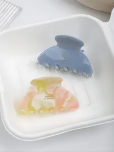 Summer Sweet Acetate Half-round Hair Claw Clip, Versatile Medium Size Shark Clip for Half-Up Hairstyles, Elegant Hair Accessory