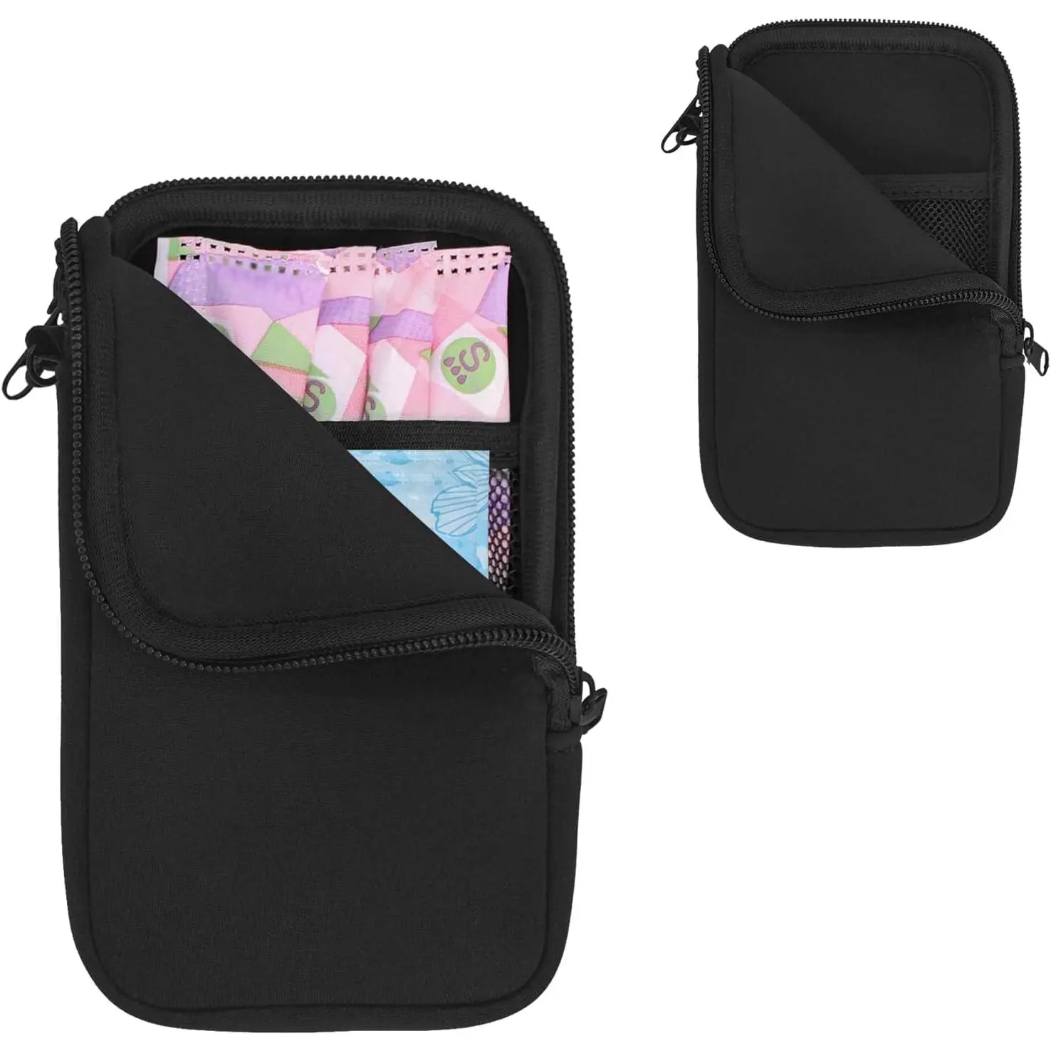 Tampon Holder for Purse, Portable Tampon Bag Organizer Case for Women’s Purse, Travel-Friendly Discreet Period Bag for Feminine Products, Waterproof Pad Bag, Black(Bag Only)