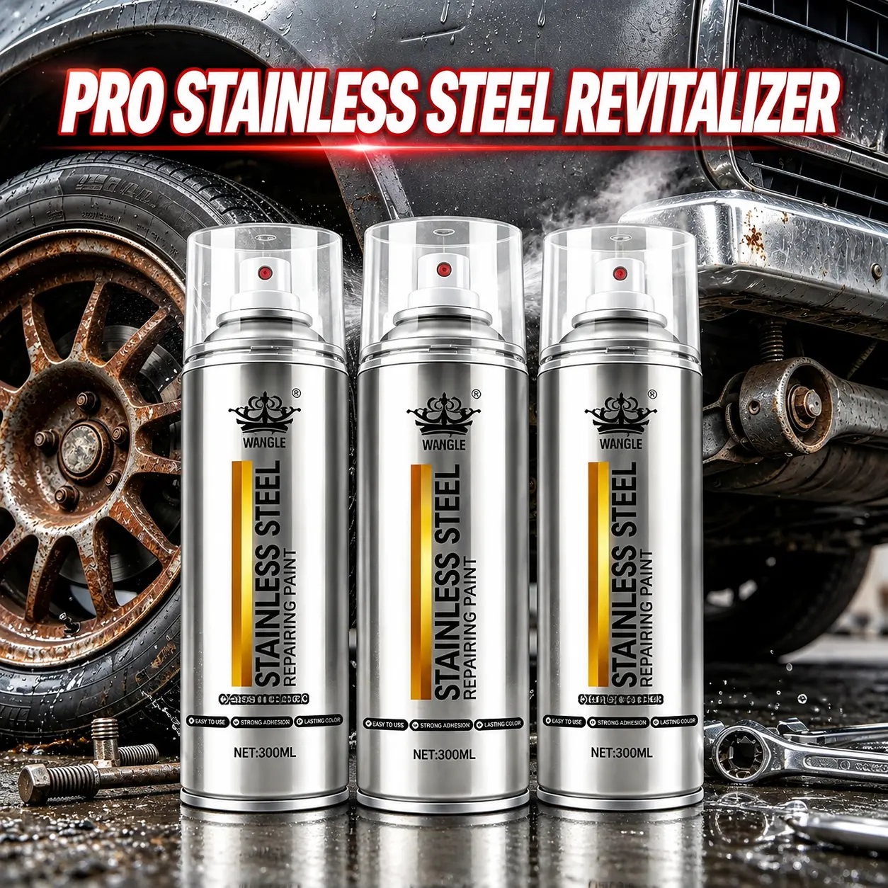 300ml Professional Chrome Spray, Rust-Resistant, Easy-to-Apply, Low-Odor, Quick-Dry, Durable Metal Surface Repair Coating with Smooth Mirror-Like Metallic Shine Restoration (Indoor & Outdoor Use)