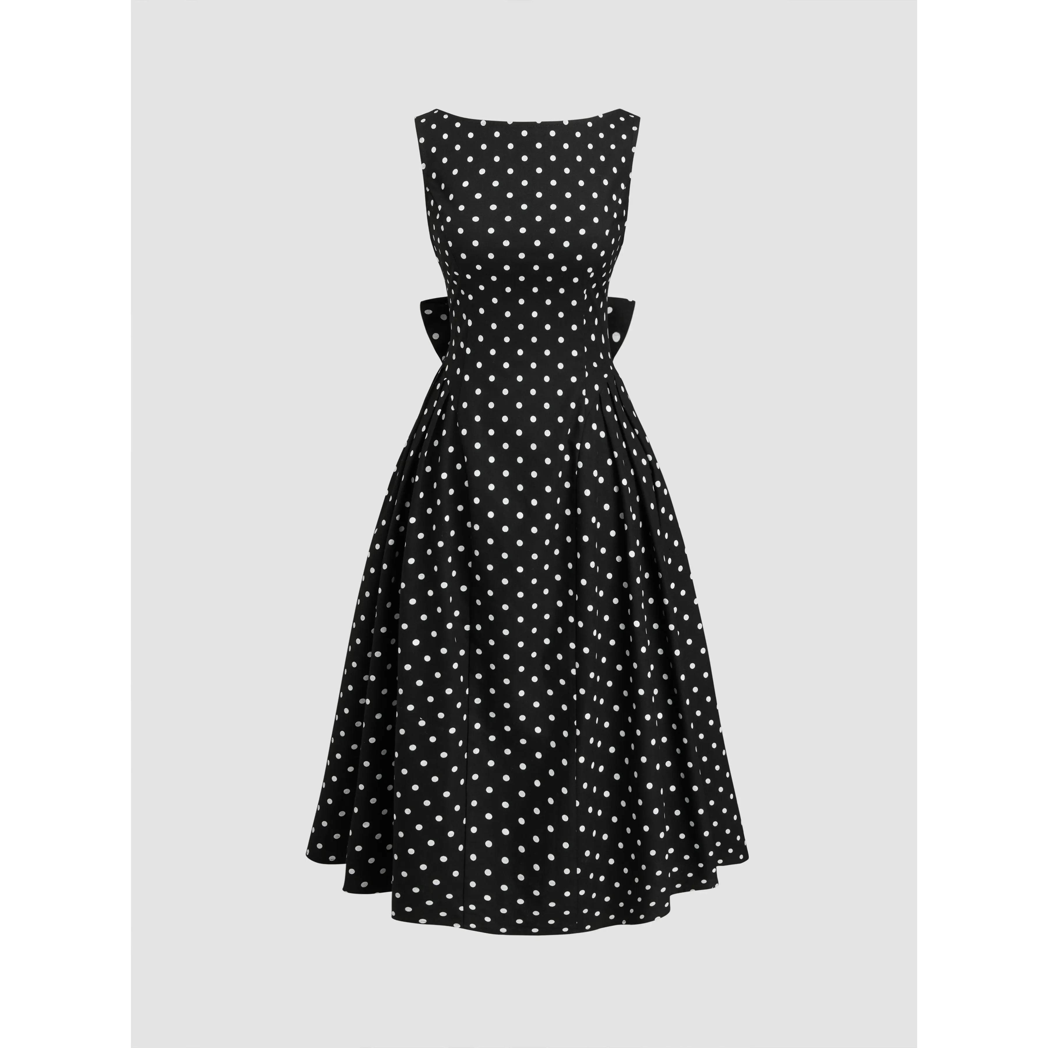 Cider Linen-blend Boat Neck Polka Dot Backless Bowknot Midi Dress SwimWeek  - TikTok Shop