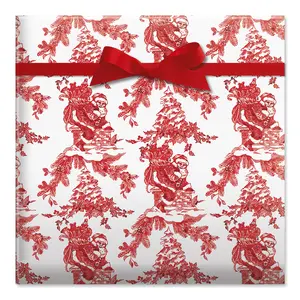 Lillian Vernon  Christmas Wrapping Paper Rolls, Toile Santa Premium Holiday Gift Wrap, Jumbo 23-Inch x 32-Foot Roll, 61 Square Feet Total