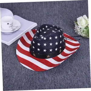 4th of July Cowboy Hat USA Flag Patriotic Western Hat for Men & Women, Independence Day BBQ Party Parade Beach Vacation Summer Hat