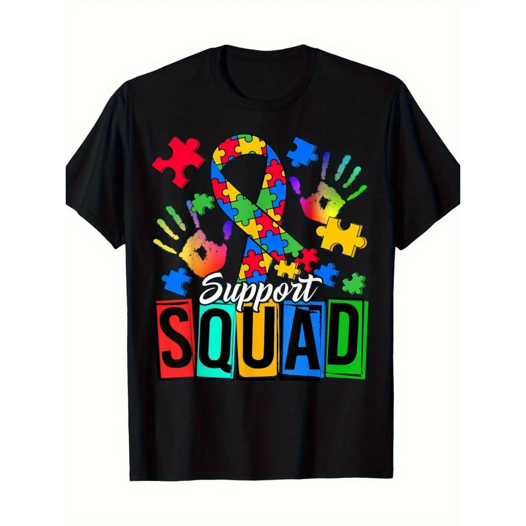 Men's Comfy Graphic T-shirt, Casual Short-Sleeve Cotton Tee with Autism Awareness Humor Print, Breathable Fabric