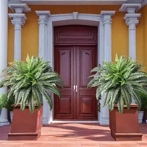 Large Artificial Plastic Faux Greenery Set of 2 Boston Fern Plants - Versatile All-Season Home, Office, Garden Porch Farmhouse Decor-for Weddings, Anniversaries, Holidays like Easte, Thanksgiving,Patrick's Day Decorative Fruit party decorations Ornaments