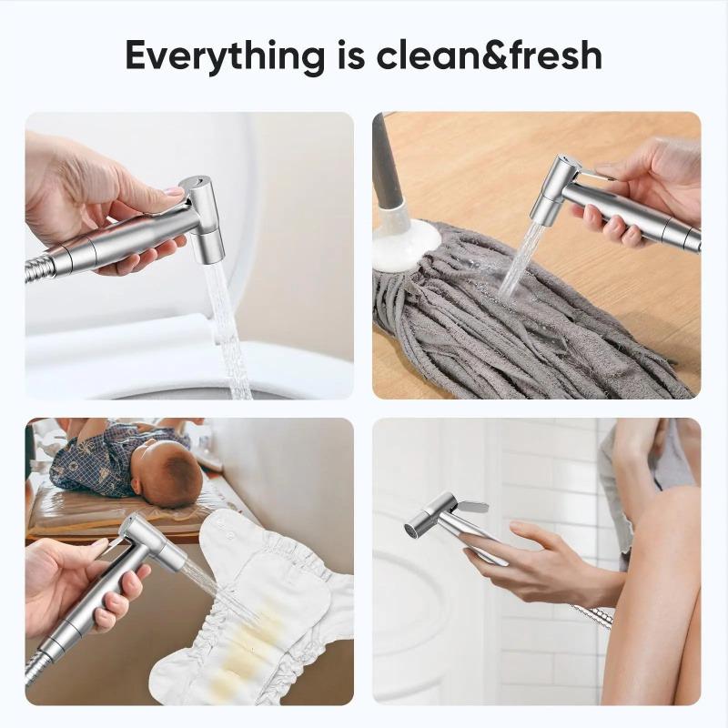 Bidet Sprayer – Handheld Jet Spray for Attachment Toilet, Adjustable Water Pressure Toilet Muslim Shower Easy to Install - Stainless Steel, with Bidet Hose for Feminine Wash（1）