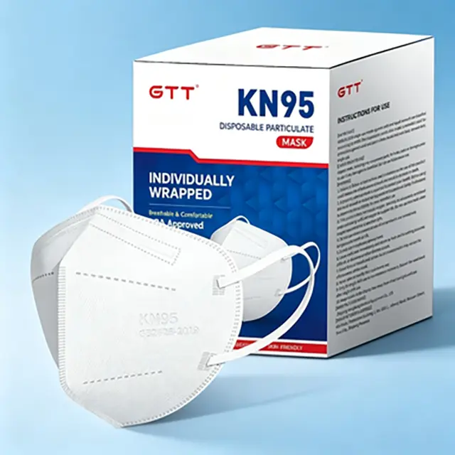 100 PCS GTT KN95 Disposable Dust Safety Masks - 4-Layer Individually Wrapped Fish Shape High-Filtration Particulate Respirator, GB2626 Certified Home Care Dust Cover, Dust Mask