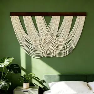 Macrame Wall Hanging Dip Dyed Handmade Woven Tapestry Boho Wall Decor Modern Bohemian Walls Art Decorations for Headboard Bedroom Living Room Fireplace, 39.4 x 23.6''