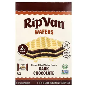 Rip Van Wafels Wafers, Dark Chocolate, 6 Packs, 0.78 oz (22 g) Each Rip Van Wafels Wafers, Dark Chocolate, 6 Packs, 0.78 oz (22 g) Each