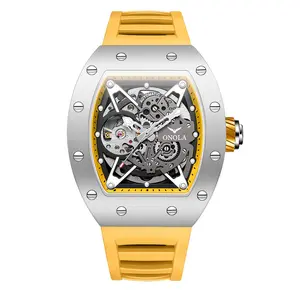 Fully automatic mechanical watch for men with silicone strap, sports waterproof watch for men