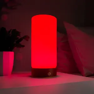 RŪBI Red Light Therapy Lamp – 670nm Wavelength for Sleep, Relaxation & Wellness | Adjustable Brightness | Elegant Glass and Wood Design