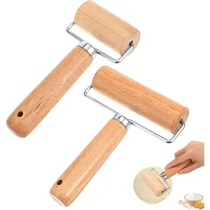 2 Pcs T-shape Wooden Non-Stick Rolling Pin Set, Baking Dough Roller for Pizza Pastry Tortilla Cookie Dumpling Home Kitchen Baking Cooking