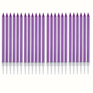Long Thin Birthday Candles, 24 Pieces, Perfect for Birthday Parties and Wedding Decorations, Elegant Cake Candles