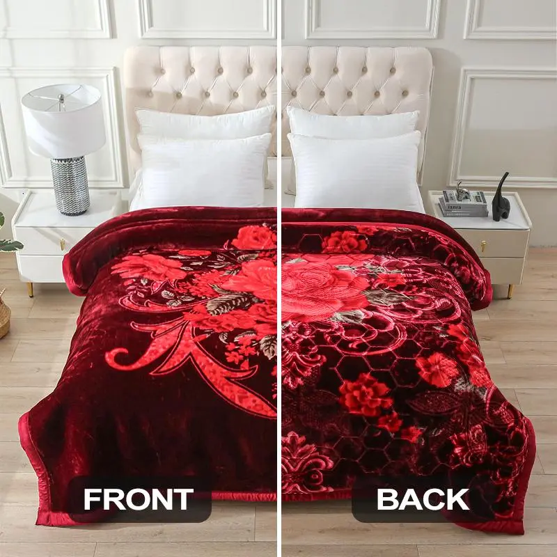 King Size Heavyweight Cozy Blanket Throw (10lb, 87x94in; King 85x93 Size Covers Whole Bed) - 2-Ply Reversible Fluffy Raschel, Silky-Soft Plush, Breathable, 2-Sides Printed Animal Design, Fresh Look Winter Bedding for Adults, Modern Home Decor Essential, R