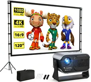 VAMVO[Official Licensed Google TV 5.0]4K Smart Projector with WiFi and Bluetooth, Outdoor Projectors with Dolby/Auto Focus, Built-in Streaming Apps Portable Movie Phone Wireless Gaming Wifi Proyector for Home/Celling[combo pack]projector for bedroom