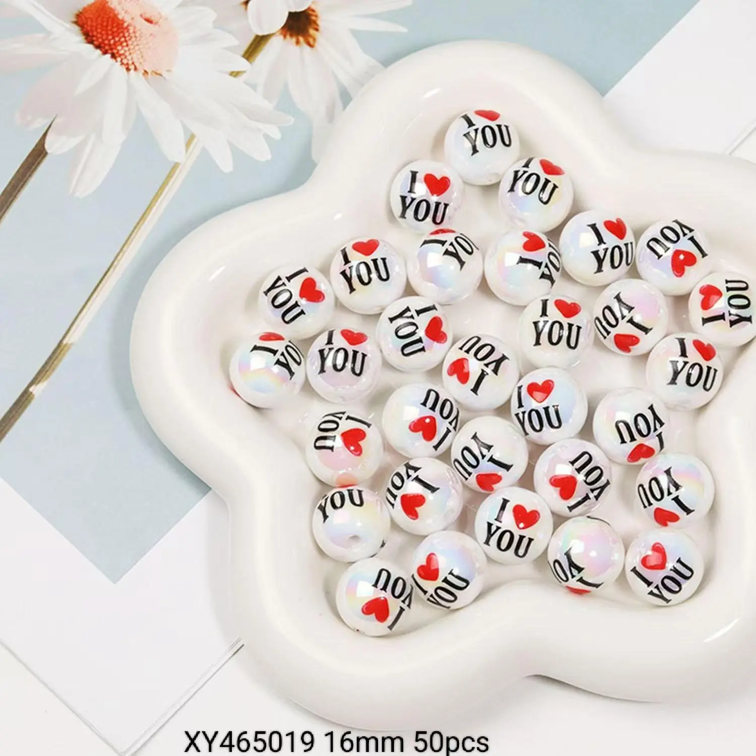 XY465019 16mm50pcs Heart beads