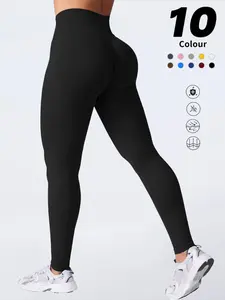 Women's Solid High Waist Sports Leggings, High Stretch Yoga Leggings, High Waisted Leggings, Ladies Sportswear for Indoor Outdoor Wear, Bottom