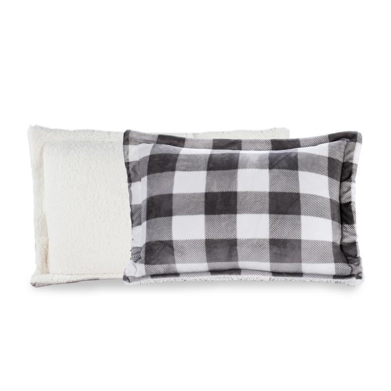 Elegant Comfort 3-Piece Buffalo Micro-Suede Reversible Sherpa - Lodge-Plaid Pattern Comforter Set