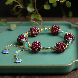 Natural Stone Red Garnet Bead Bracelet 6.5 to 8 Inch Adjustable Bracelet  Birthstone Jewelry for Women