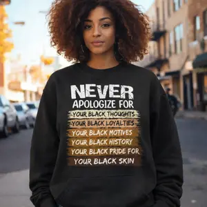 Never Apologize for Your Black Thoughts History Month Unisex Sweatshirt, Black History Month Shirt, Black History Hoodie
