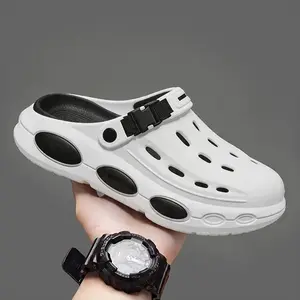 Men’s outdoor breathable slip-on shoes, thick sole for lightweight comfort, summer casual footwear, stylish perforated design