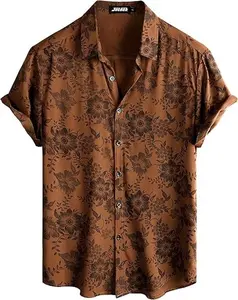 Mens Hawaiian Shirt Short Sleeve Button Down Tropical Casual Floral Beach Shirt - Lightweight Polyester, Button Front, Casual Wear for Summer, Stylish Floral Design - Top, Breathable