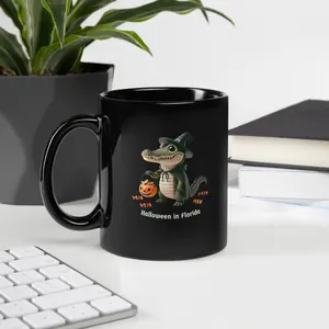 Halloween in Florida Black Glossy Mug