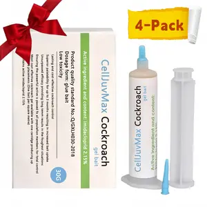 Cockroach Gel Bait 30g Roach Killer, Indoor Outdoor Pest Control for German & American Roaches with Plunger & Precision Tip (1-Pack / 4-Pack Available)
