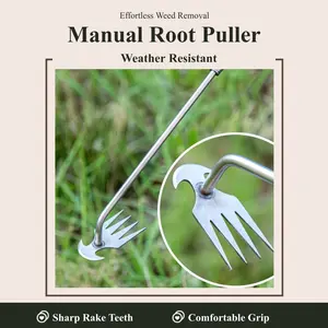Garden Weeder Tool, Portable Garden Weeder Tool, Manganese Steel Weed Puller Tool, Hand Weeder Puller for Vegetable Gardening Backyard Farm Planting, Handle