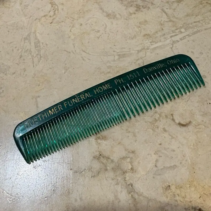 GREEN Vintage Funeral Home Advertising Comb