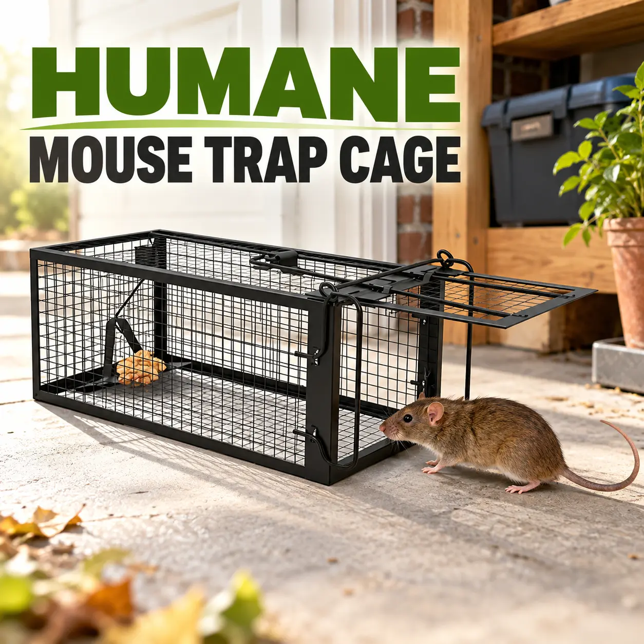 SmartCatchX Humane Live Rat Trap Cage, 1Pc Galvanized Iron Rodent Control Trap with Detachable U-Shaped Rod for Indoor & Outdoor Use-1086, Both Indoor Outd.