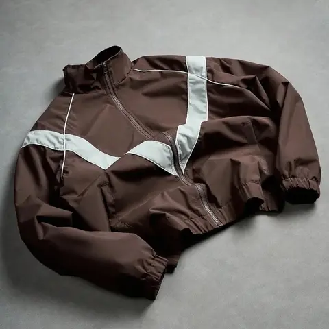 Men's Stand Collar Patchwork Flying Jacket, Lightweight Casual Long Sleeve, All-Season Windproof and Stylish with Pockets, Outdoor Sports Jacket