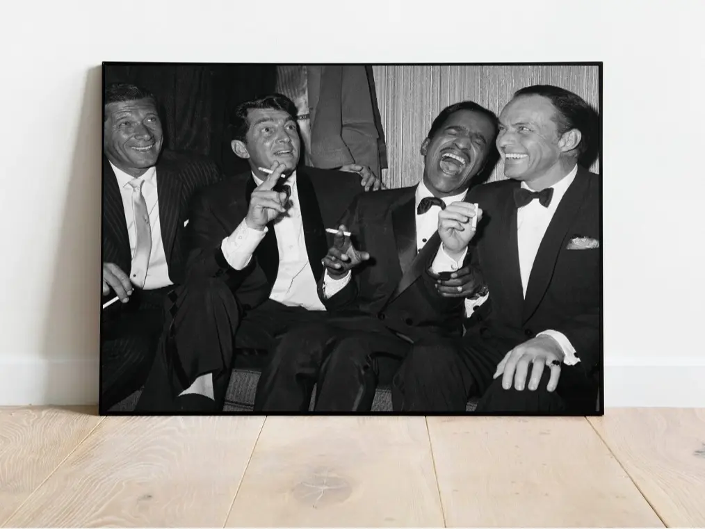 The Rat Pack Print Dean Martin Sammy Davis Frank Sinatra Poster Black and White Vintage Decor Prop Artistic Wall Ornaments Photo