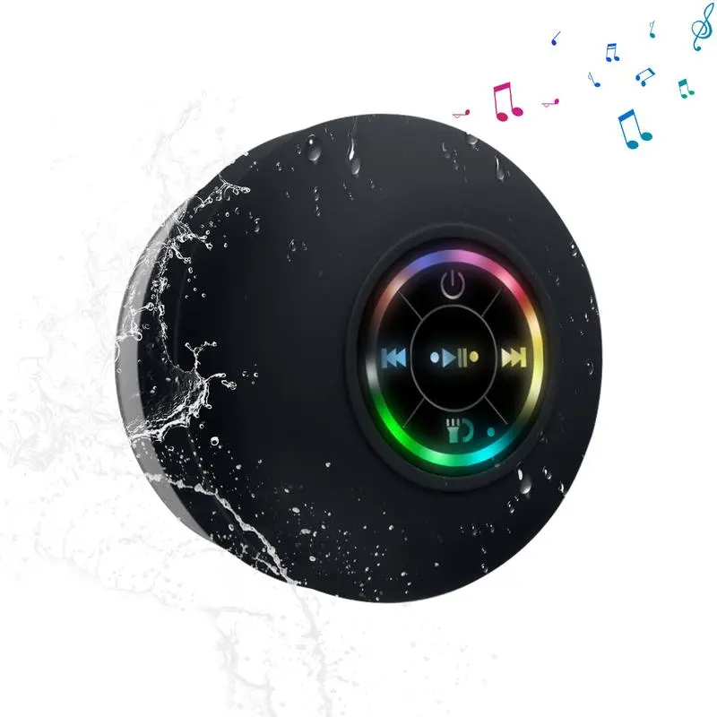 Shower singing must-have! IPX6 Waterproof Speaker: cool LED light show. USB rechargeable + hands-free calling, safe for bathroom! Smartphone