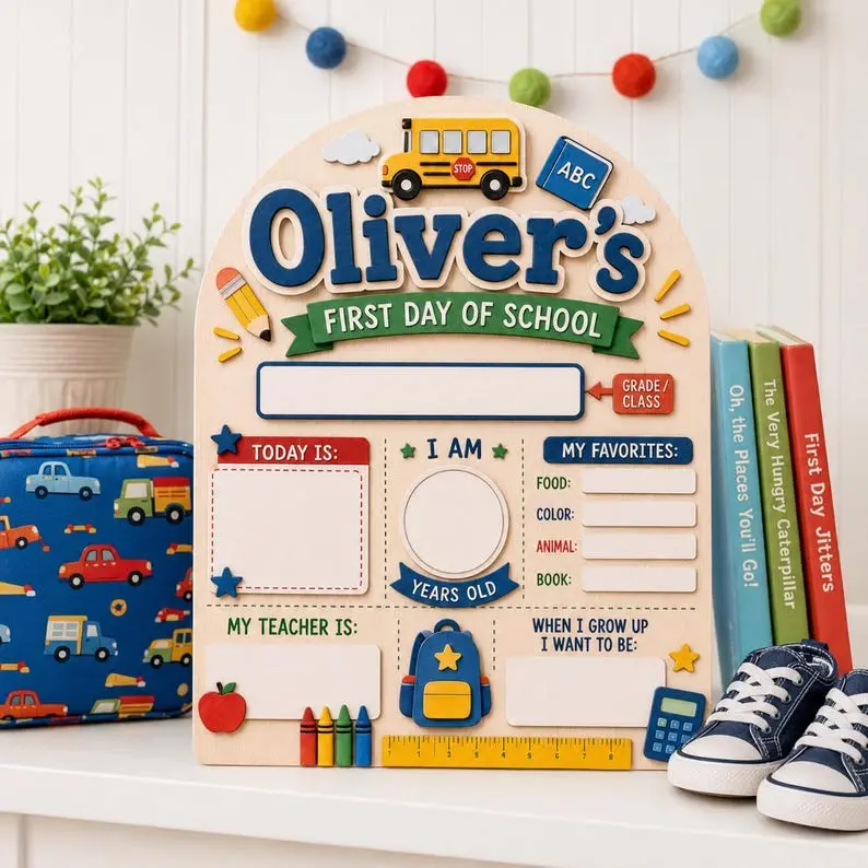 Personalized First Last Day of School Cloud Sign, First Day of School Sign, Reusable Dry Erase Keepsake, Back to School Board, Back to School Idea Gifts for Kids, Class of 2026