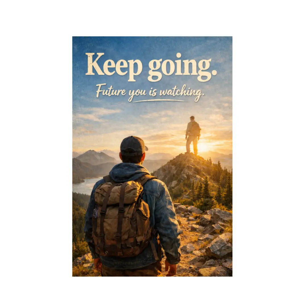 8x12 in Vintage Tin Sign - Motivational Wall Decor with "Keep Going, Future You is Watching" Quote - Durable Resistant Metal Plaque for Home, Office - Inspirational Gift for Persistence & Success