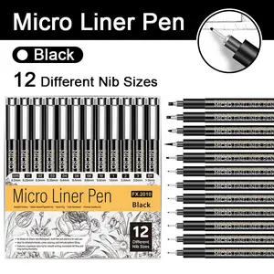 Professional Drawing Tools Upgrade Choice, 12 Fine Tip Pens Gift Set, Transparent Box Easy Carry, Precision Control, Art Lovers Designers, Art Drawing Supplies