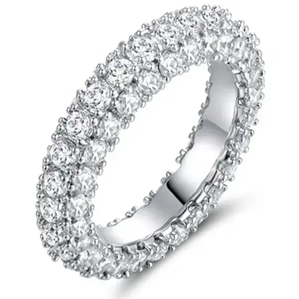 Starlette Jasmine Ring | Women's Stackable Eternity Ring for Weddings and Anniversaries | Plated in Rhodium | Simulated Diamond Ring